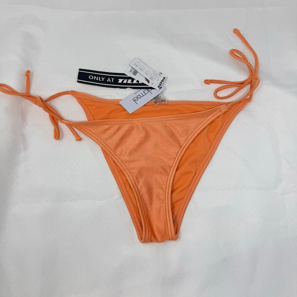 DAMSEL Tie Side Bikini Bottoms Orange Swimsuit Bottoms Size Large